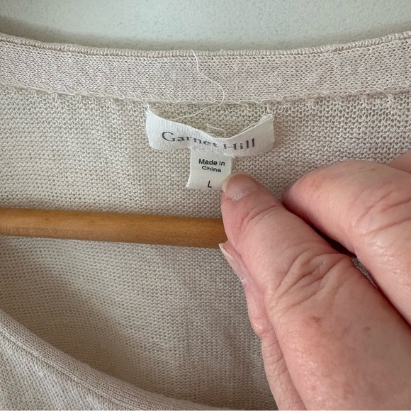 Garnet Hill Organic Linen Overlay Top Sweater. Size Large. - Picture 3 of 9